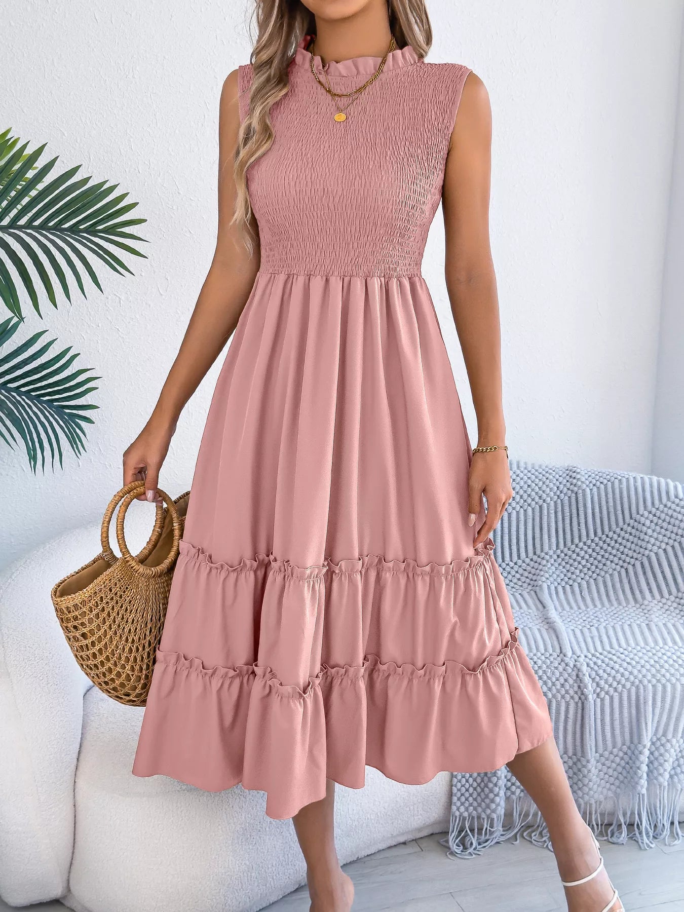 Smocked Sleeveless Tiered Dress - product image 26