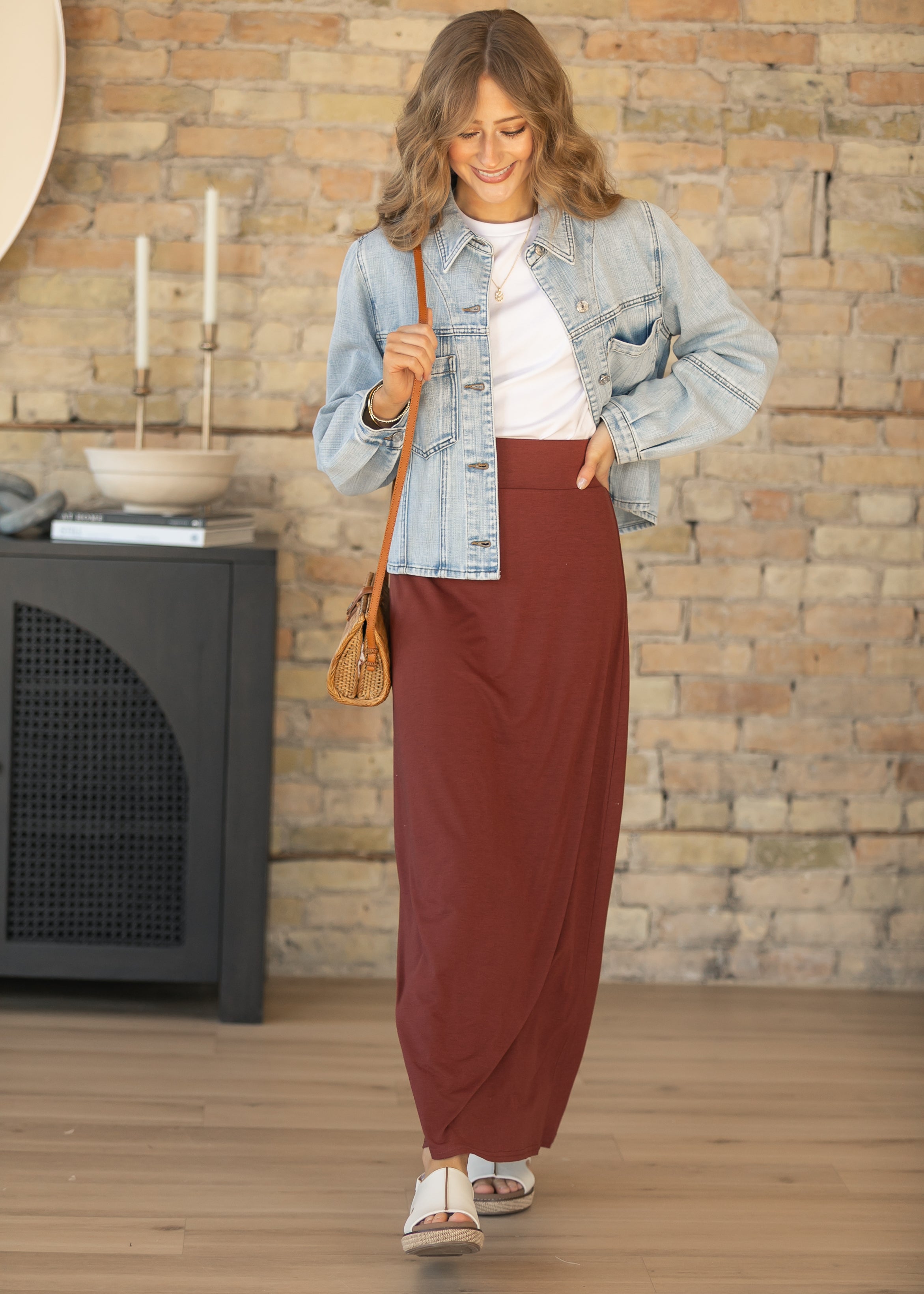 Clarise Rust Premium Knit Maxi Skirt Secondary image