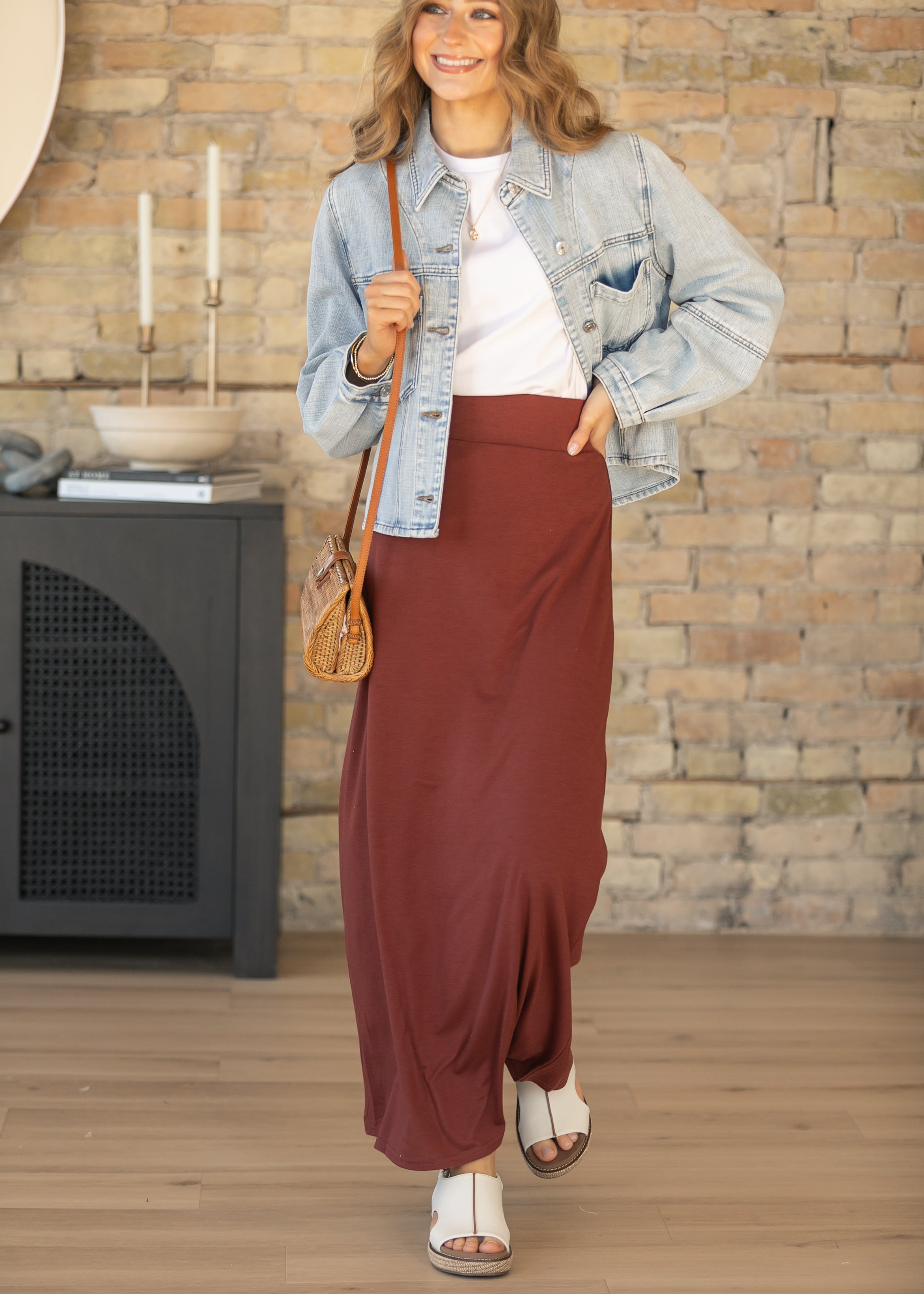 Clarise Rust Premium Knit Maxi Skirt Main image