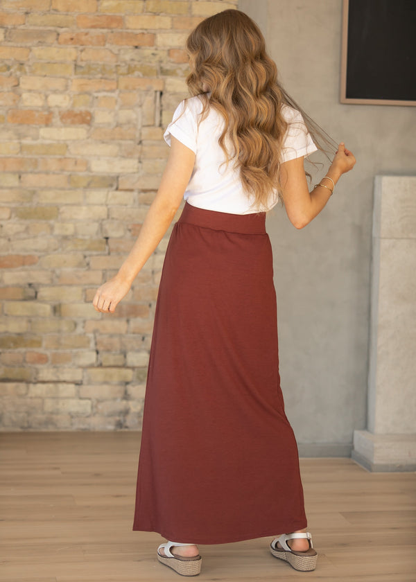 Clarise Rust Premium Knit Maxi Skirt