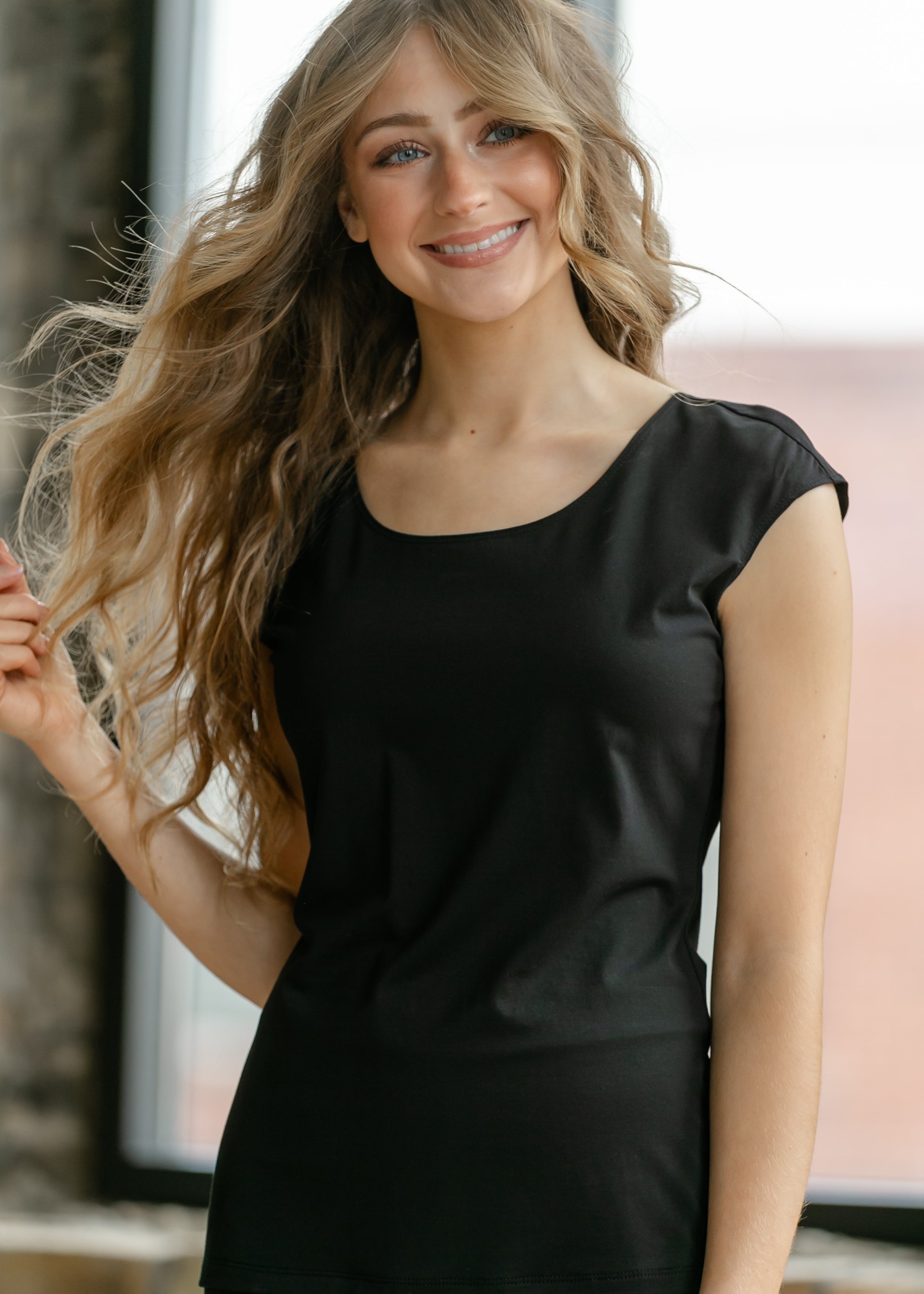 Classic Black Cap Sleeve Tank Main image