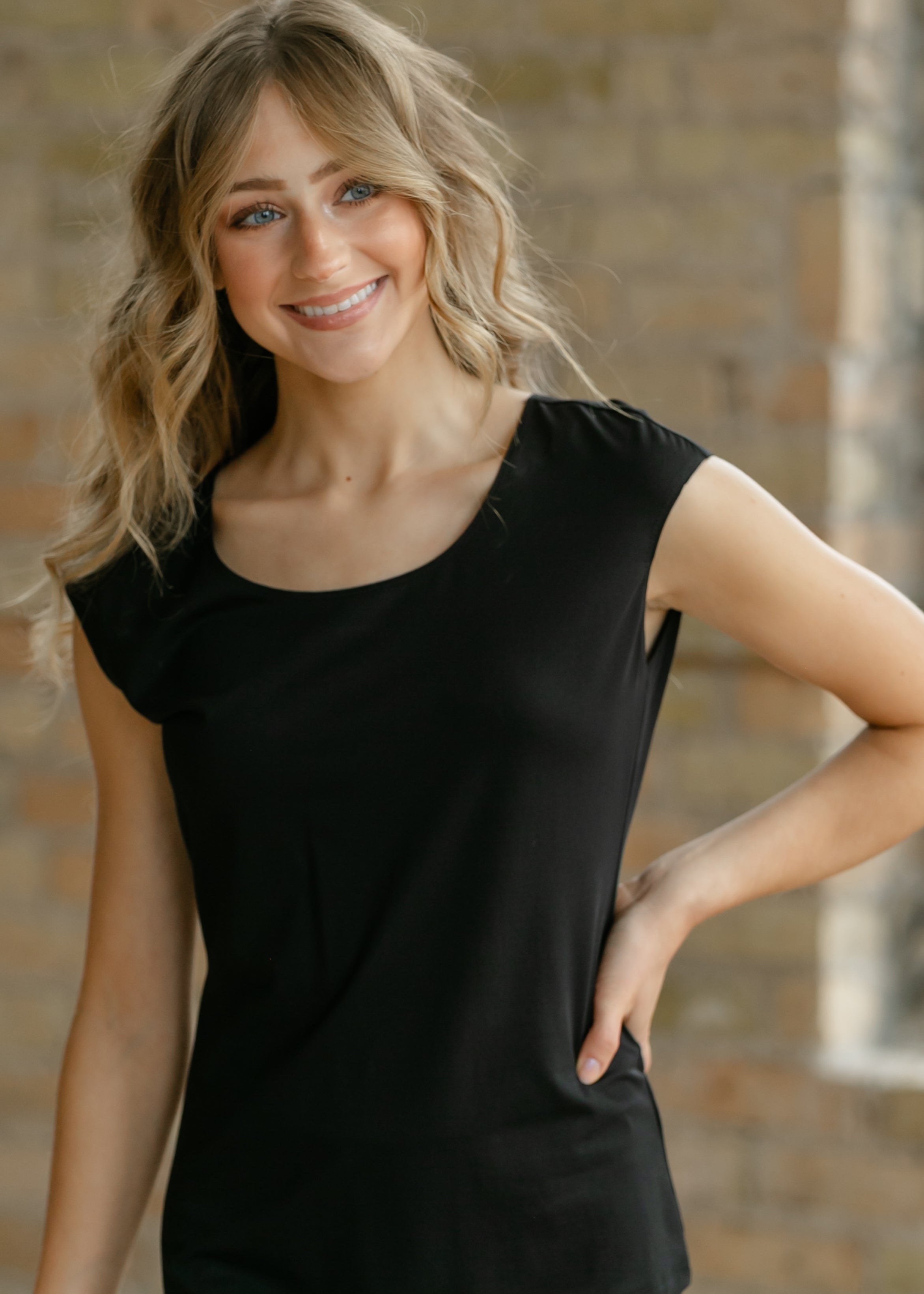Classic Black Cap Sleeve Tank Secondary image