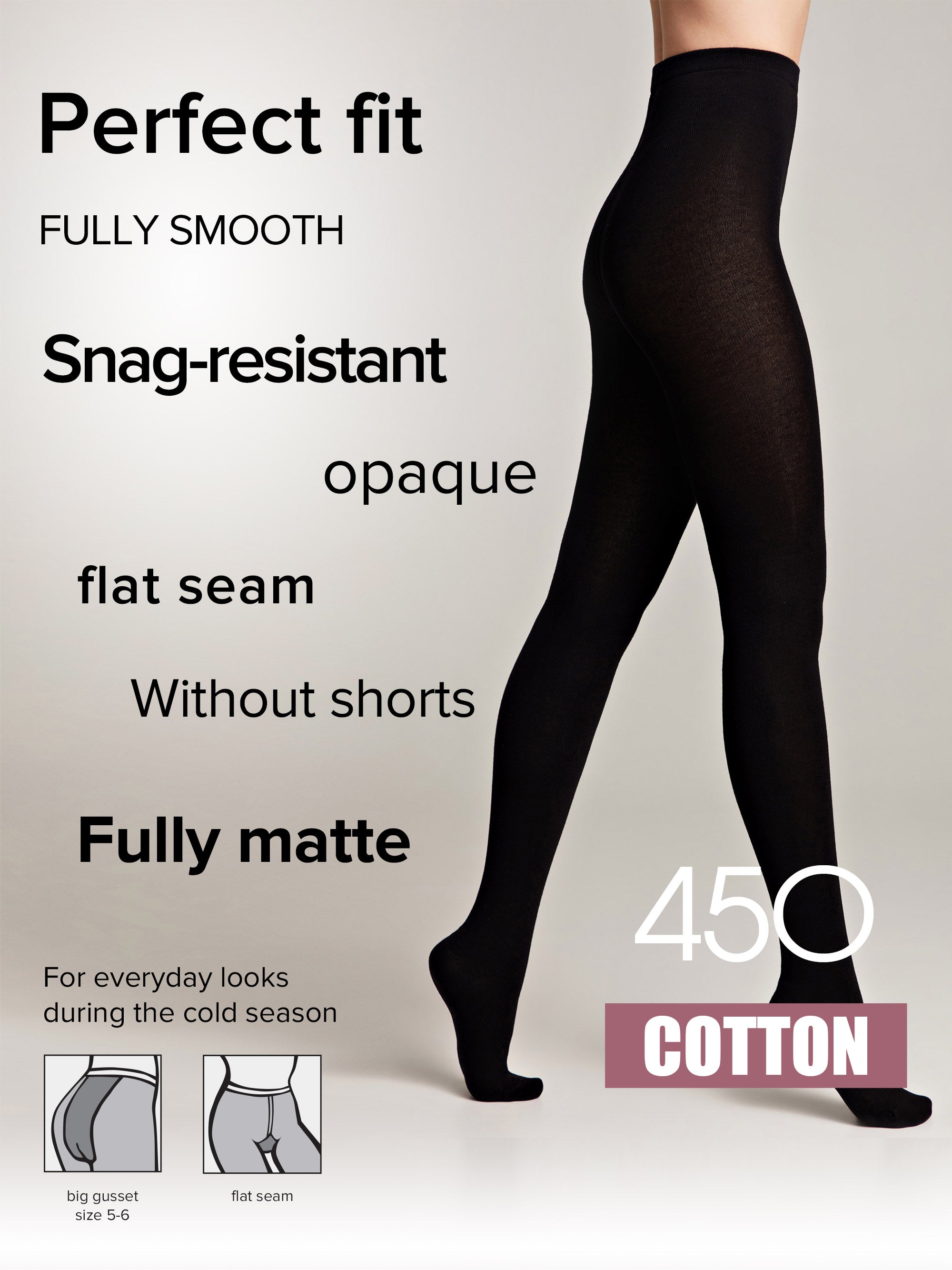 Tights Conte Cotton 450 Den - Warm Opaque Secondary image