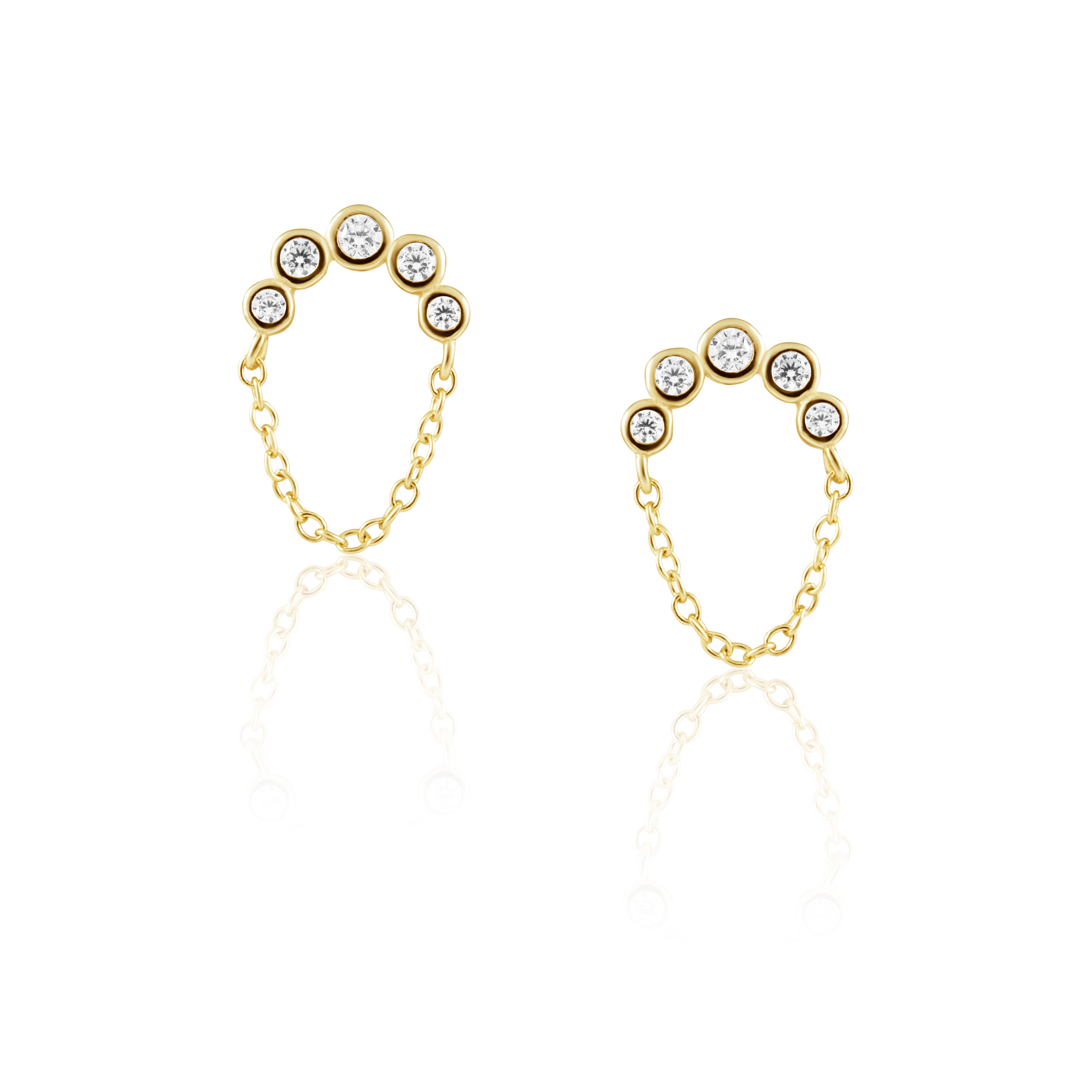 Crescent Chain CZ Studs Main image