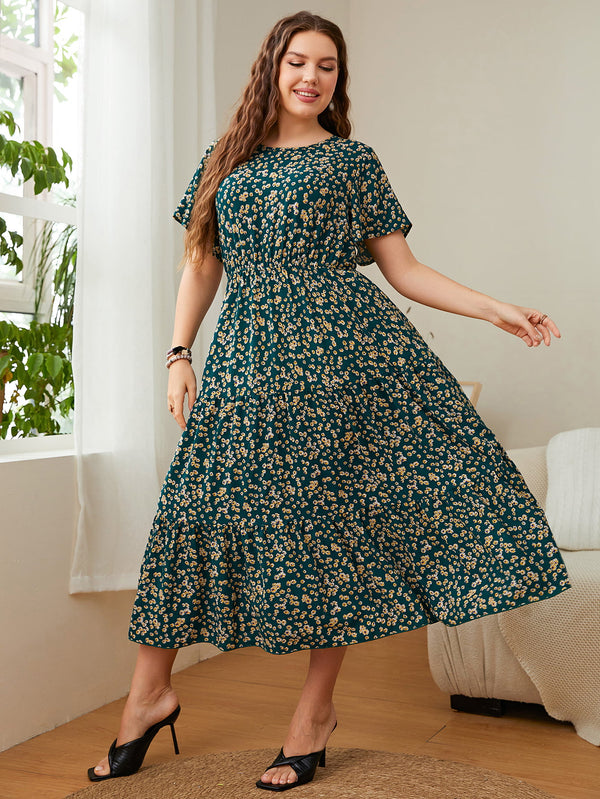 Honey Plus Size Floral Round Neck Short Sleeve Midi Dress - product image 3