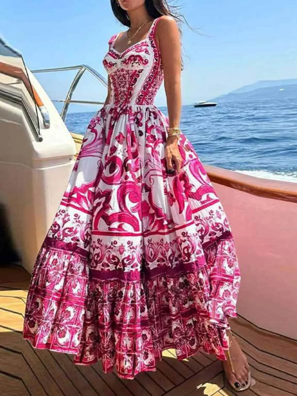 Smocked Printed Wide Strap Dress - product image 11