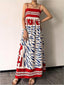 Sardine Print Spaghetti Strap Maxi Dress