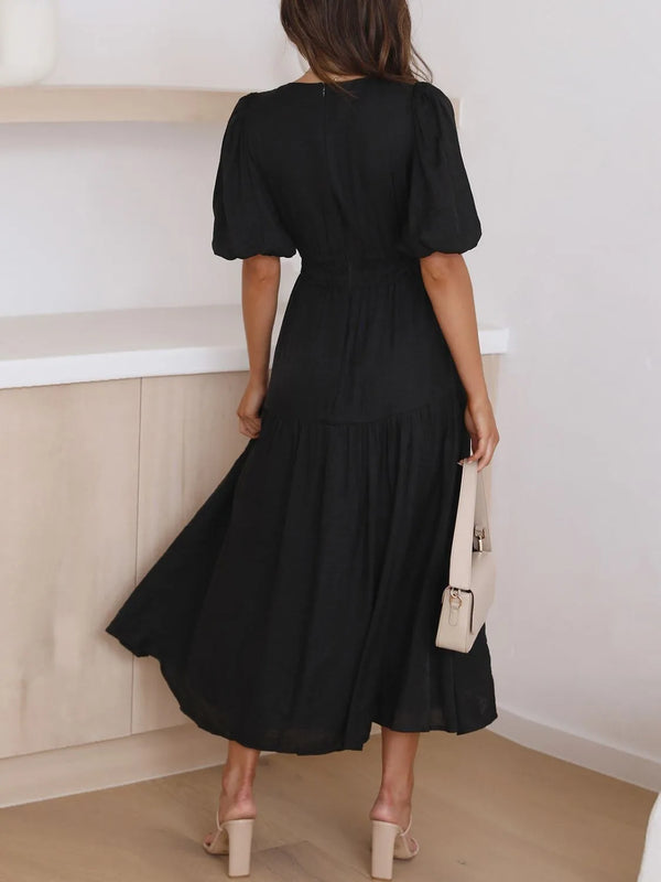 V-Neck Puff Sleeve Midi Dress - product image 18