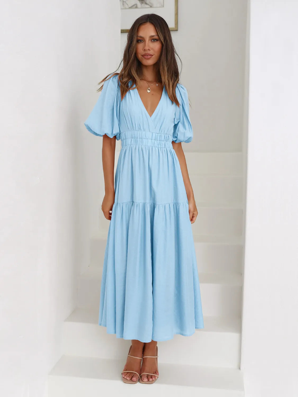 Surplice Half Puff Sleeve Midi Dress - product image 11