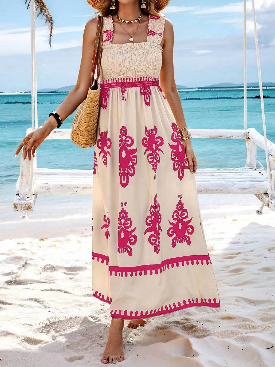 Smocked Printed Wide Strap Maxi Dress - product image 24
