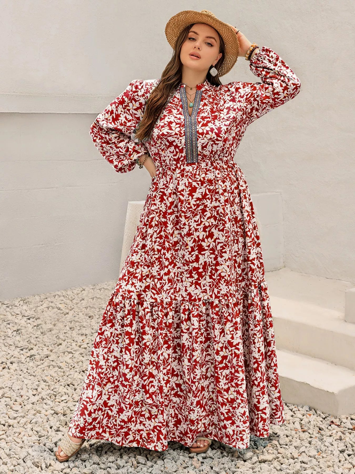 Plus Size Floral Print Long Sleeve Maxi Dress - product image 2