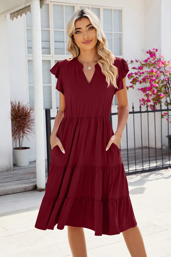 Ruched Notched Cap Sleeve Dress - product image 18