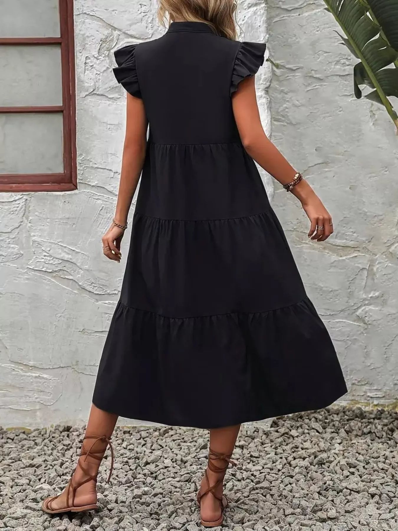 Ruffle Sleeve Tiered Midi Dress - product image 3