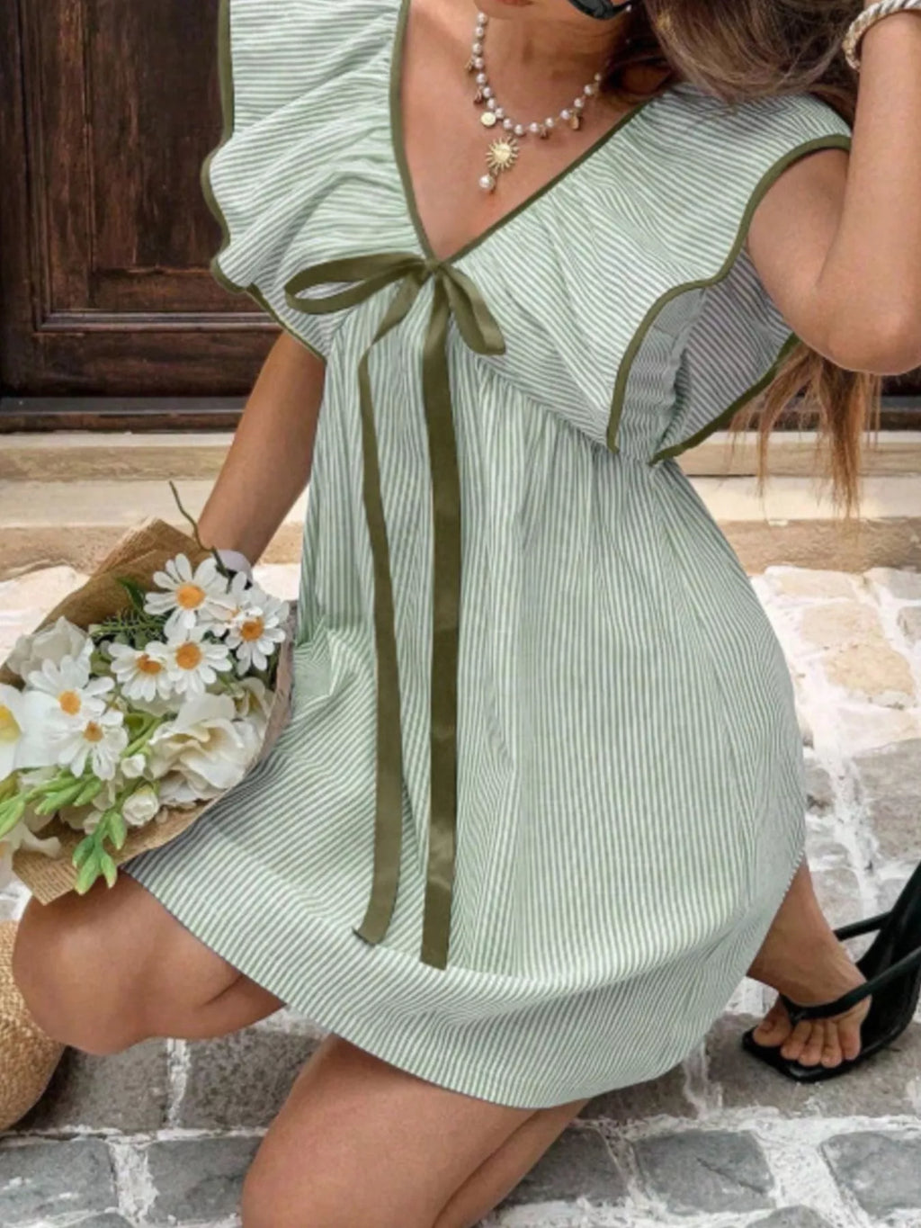 Striped Ruffle Sleeve Mini Dress - product image 12