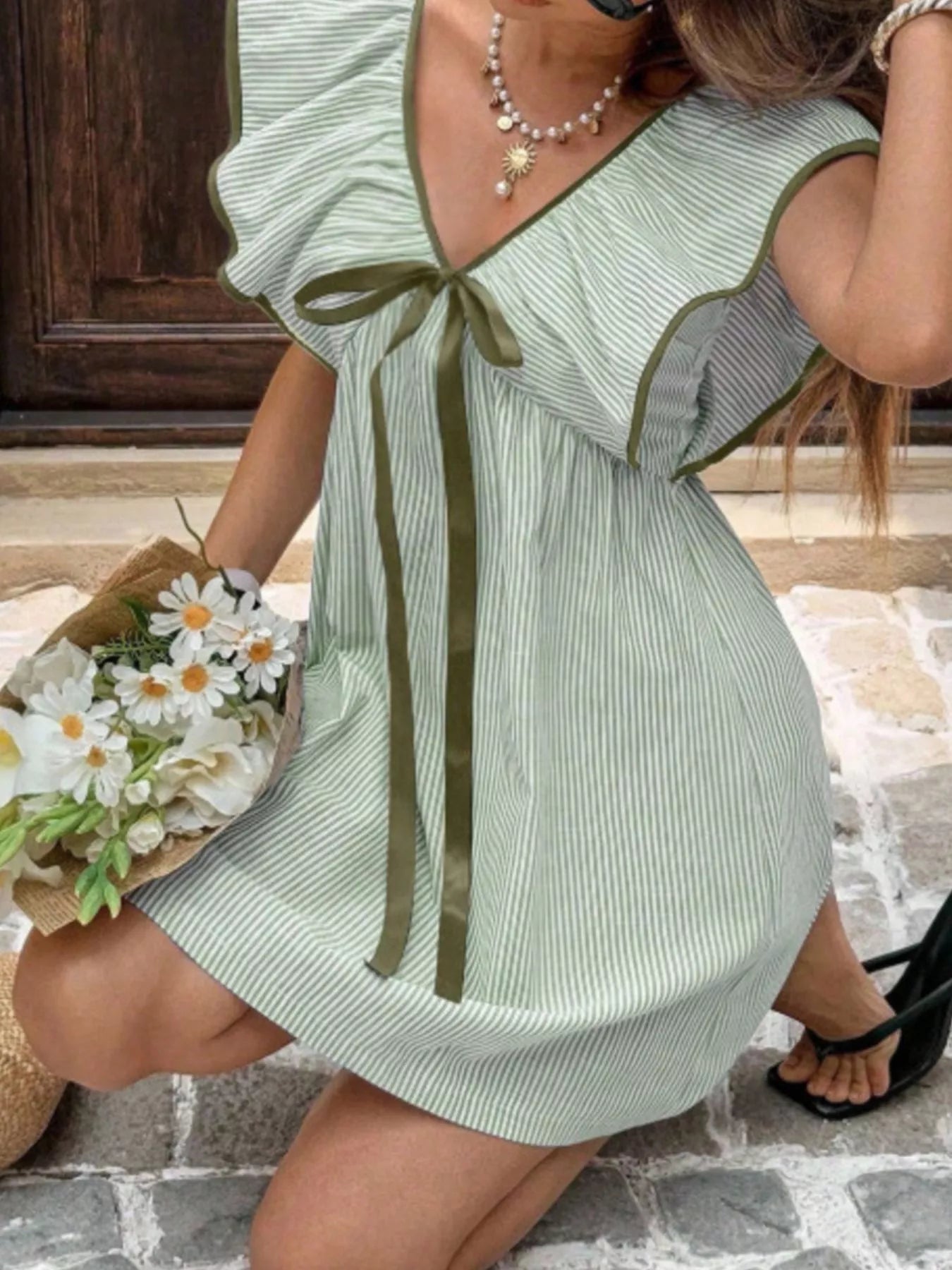 Striped Ruffle Sleeve Mini Dress - product image 12