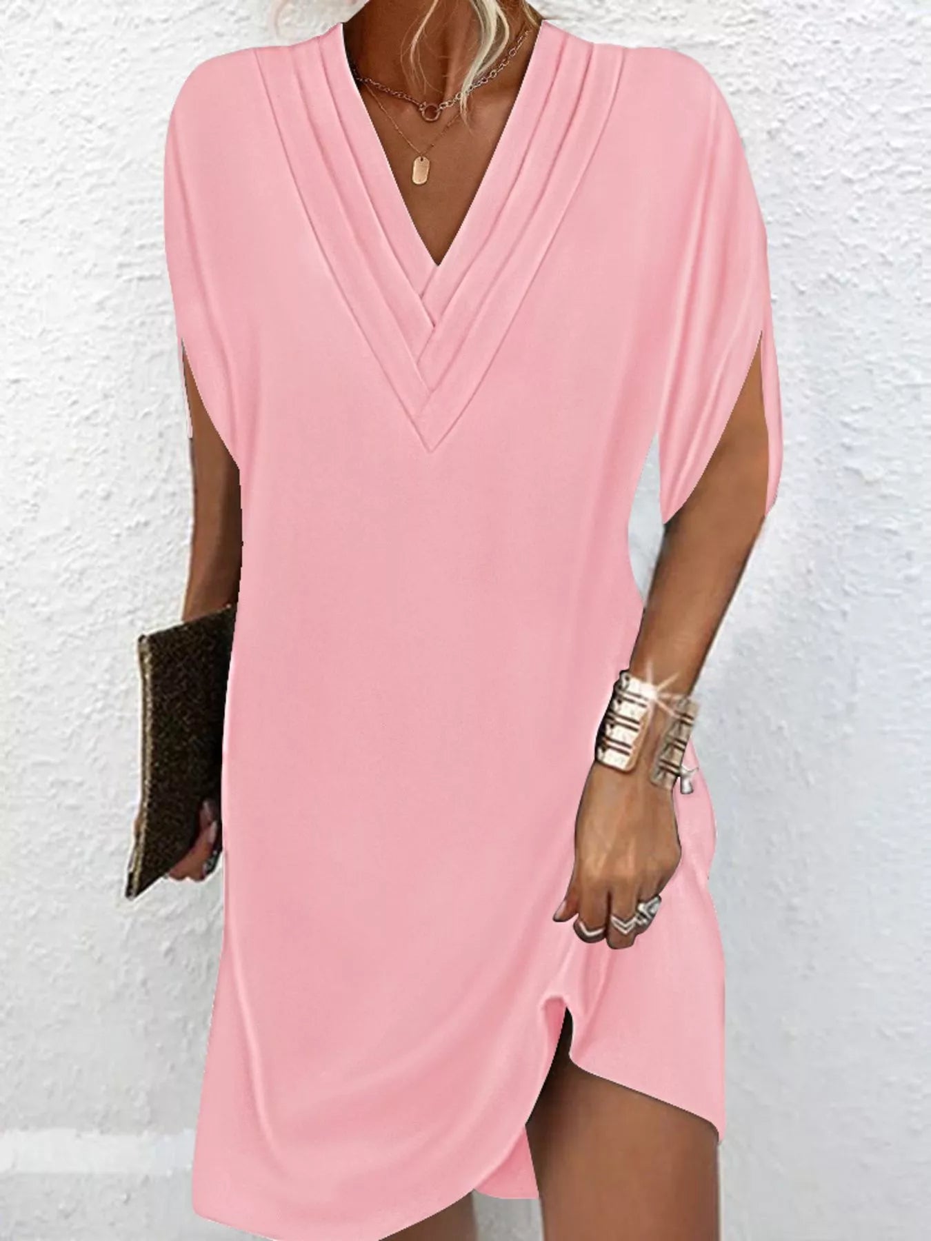 V-Neck Slit Sleeve Mini Dress - product image 17