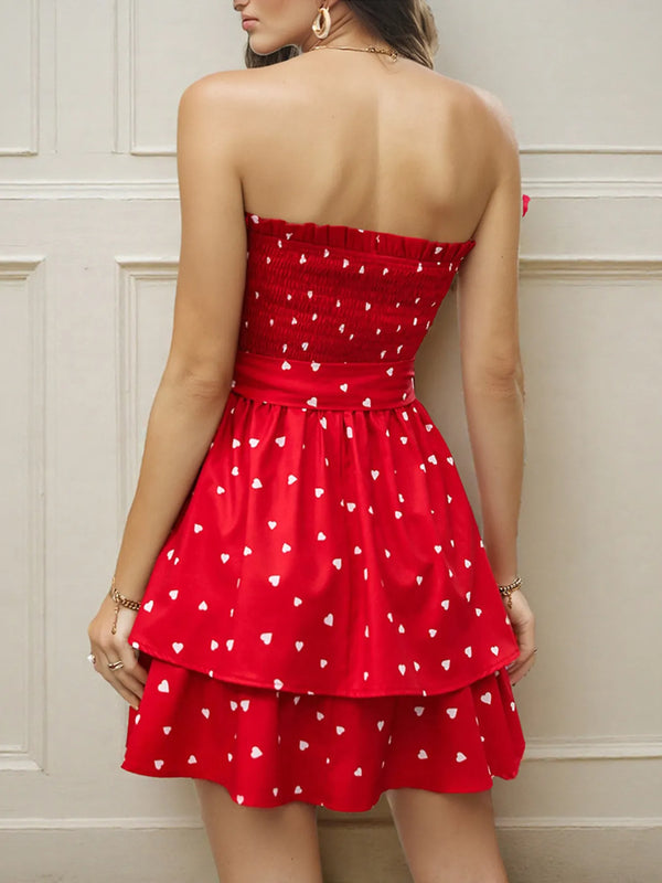 Smocked Heart Print Tube Dress - product image 3