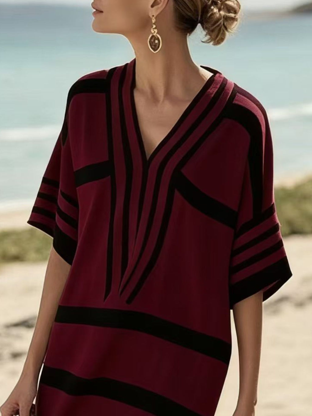 Full Size Striped Half Sleeve Midi Dress Plus Size - product image 26