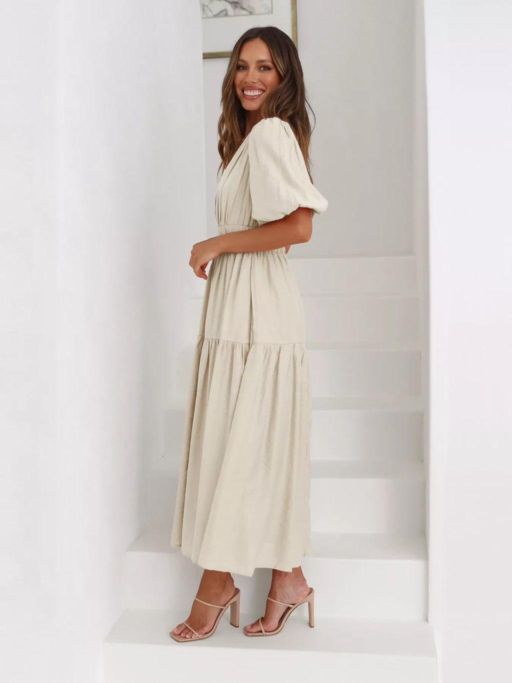 Tiered Puff Sleeve Midi Dress - product image 13