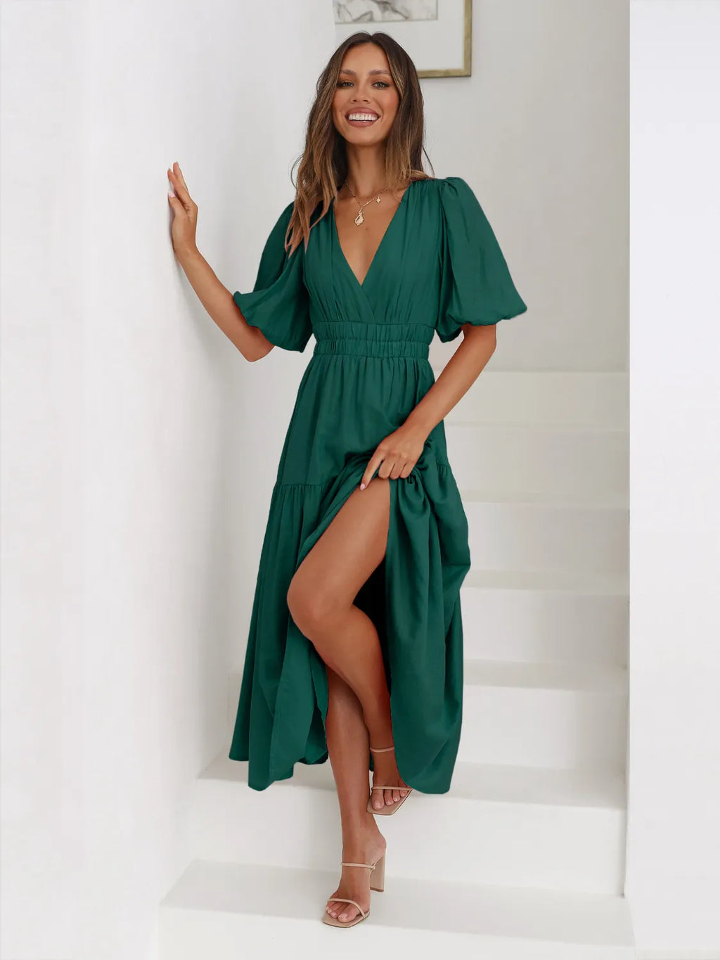 Tiered Surplice Half Sleeve Midi Dress - product image 6