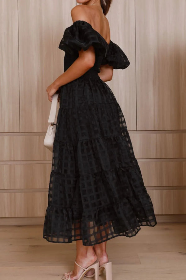 Off Shoulder Short Puff Sleeve Midi Dress - product image 20