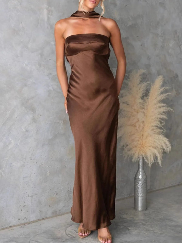 Satin Halter Maxi Dress - product image 7