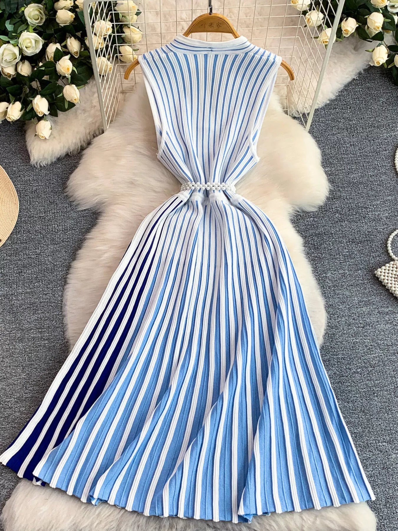 Striped Sleeveless Midi Dress Secondary image