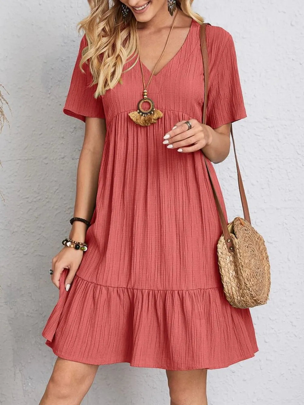 V-Neck Short Sleeve Dress Main image