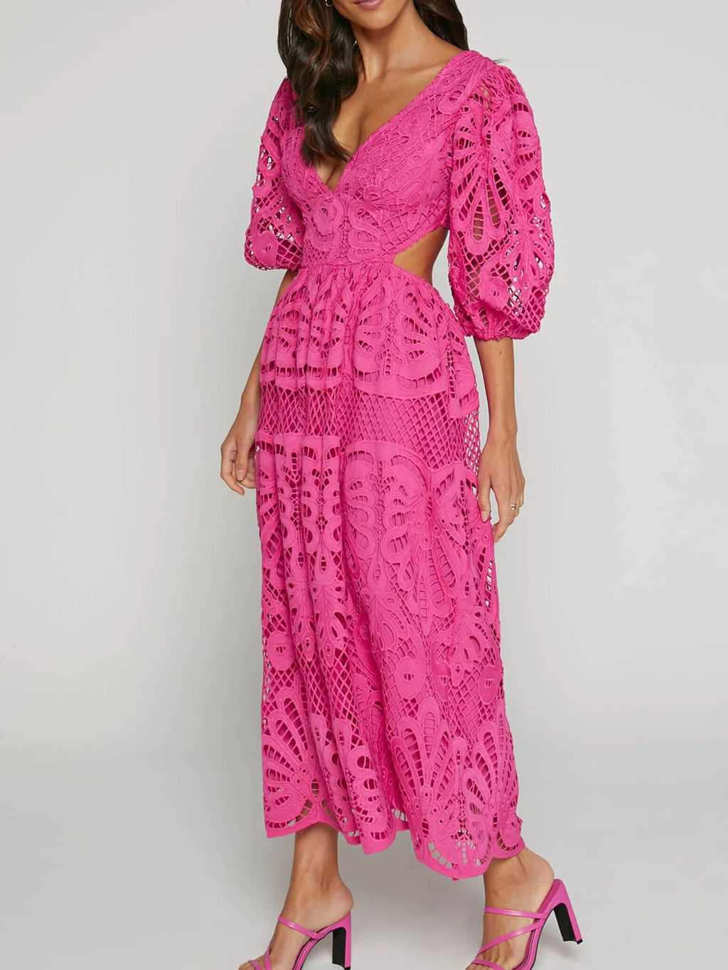 Cutout Back Lace Crochet V-Neck Dress - product image 17