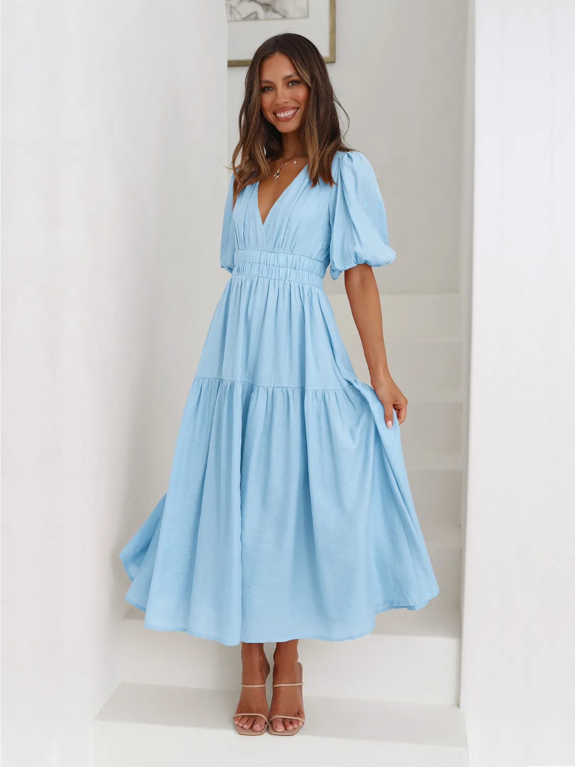 Surplice Half Puff Sleeve Midi Dress - product image 10