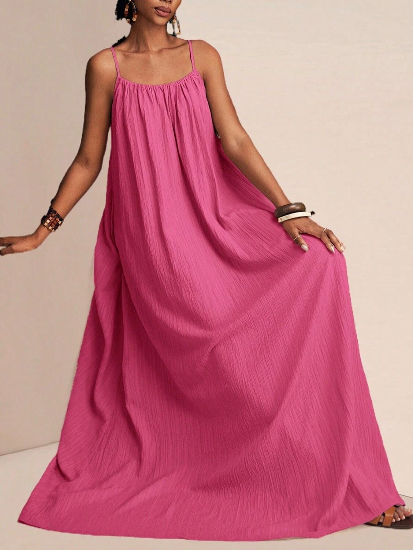 Spaghetti Strap Flowy Maxi Dress view 11 - Shopiebay