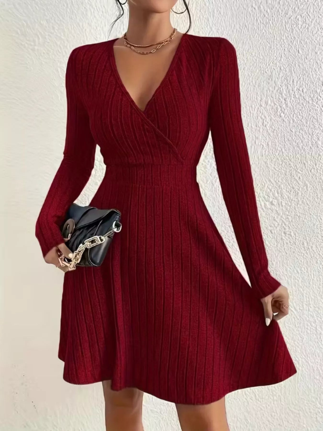 Ribbed Knit Wrap Mini Dress - product image 31