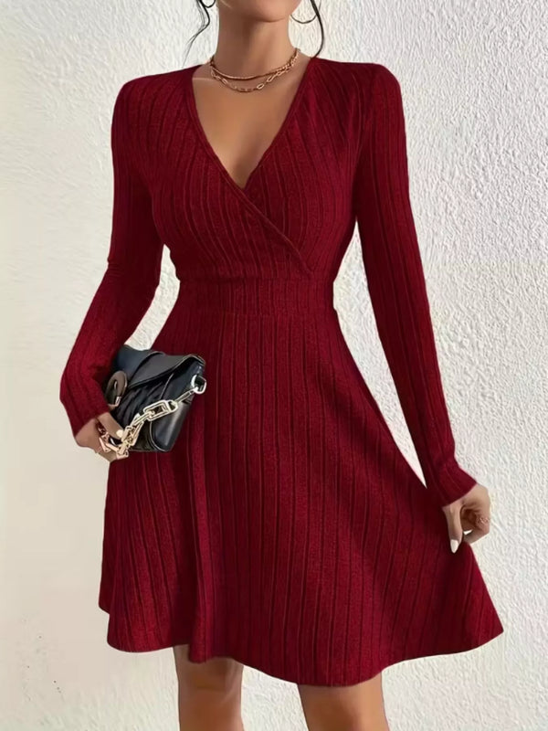 Ribbed Knit Wrap Mini Dress - product image 31
