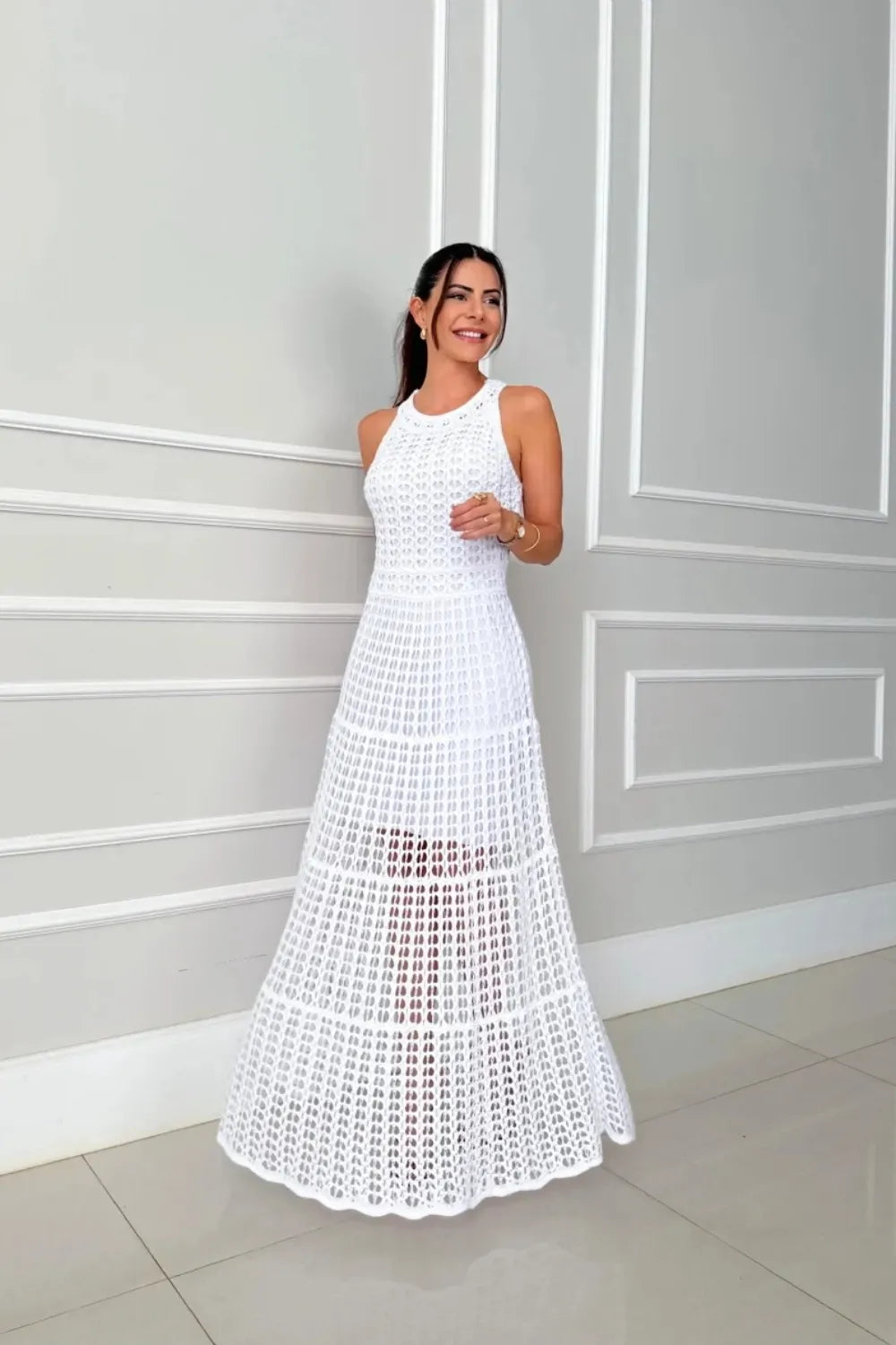 Hollowed-Out Sleeveless Maxi Dress - product image 8
