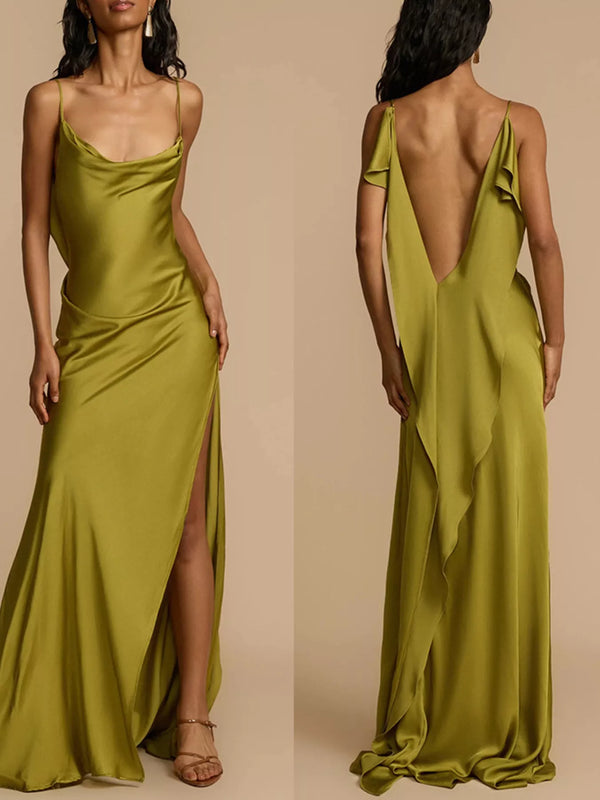 Satin Cowl Neck Slit Maxi Dress - product image 6