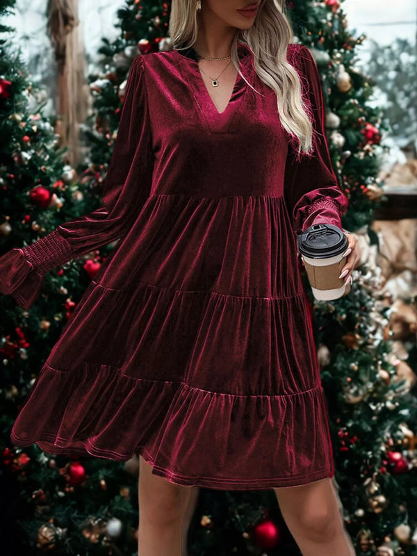 Velvet Tiered Notched Mini Dress - product image 6