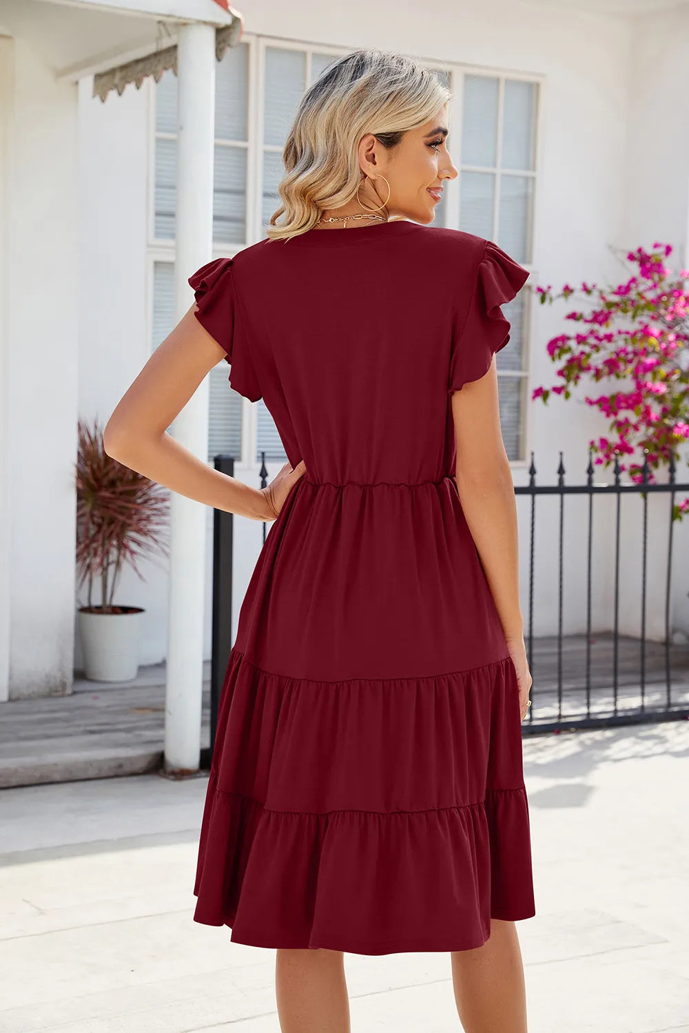 Ruched Notched Cap Sleeve Dress - product image 20