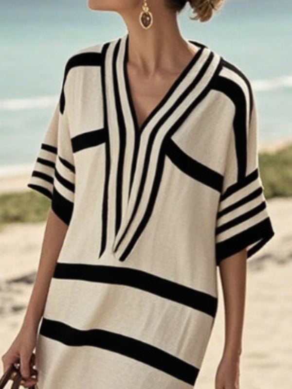 Full Size Striped Half Sleeve Midi Dress Plus Size - product image 14