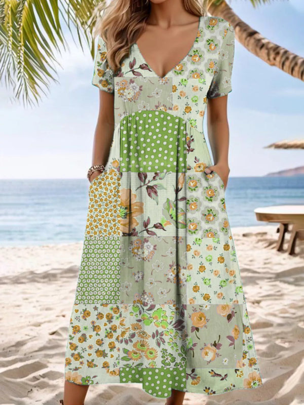 Floral V-Neck Casual Midi Dress - product image 2