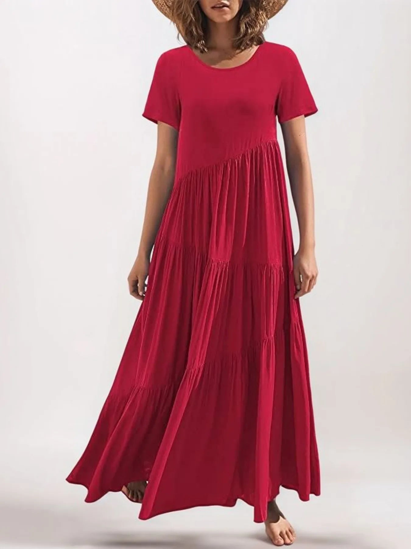 Round Neck Tiered Ruffle Maxi Dress Main image