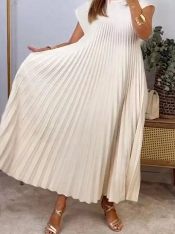 Pleated Round Neck Maxi Dress - product image 4