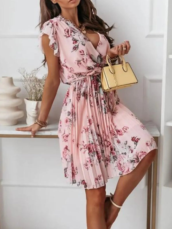 Floral Surplice Ruffled Cap Sleeve Dress - product image 7