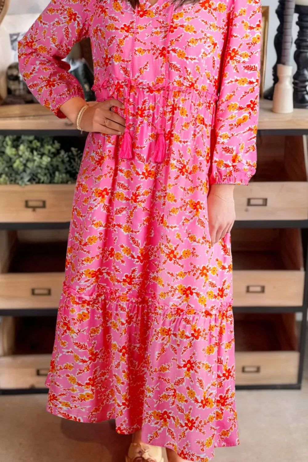 Floral Print Tie Neck Midi Dress - product image 3