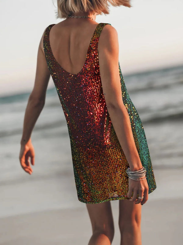 Sequin Scoop Neck Mini Dress - product image 3