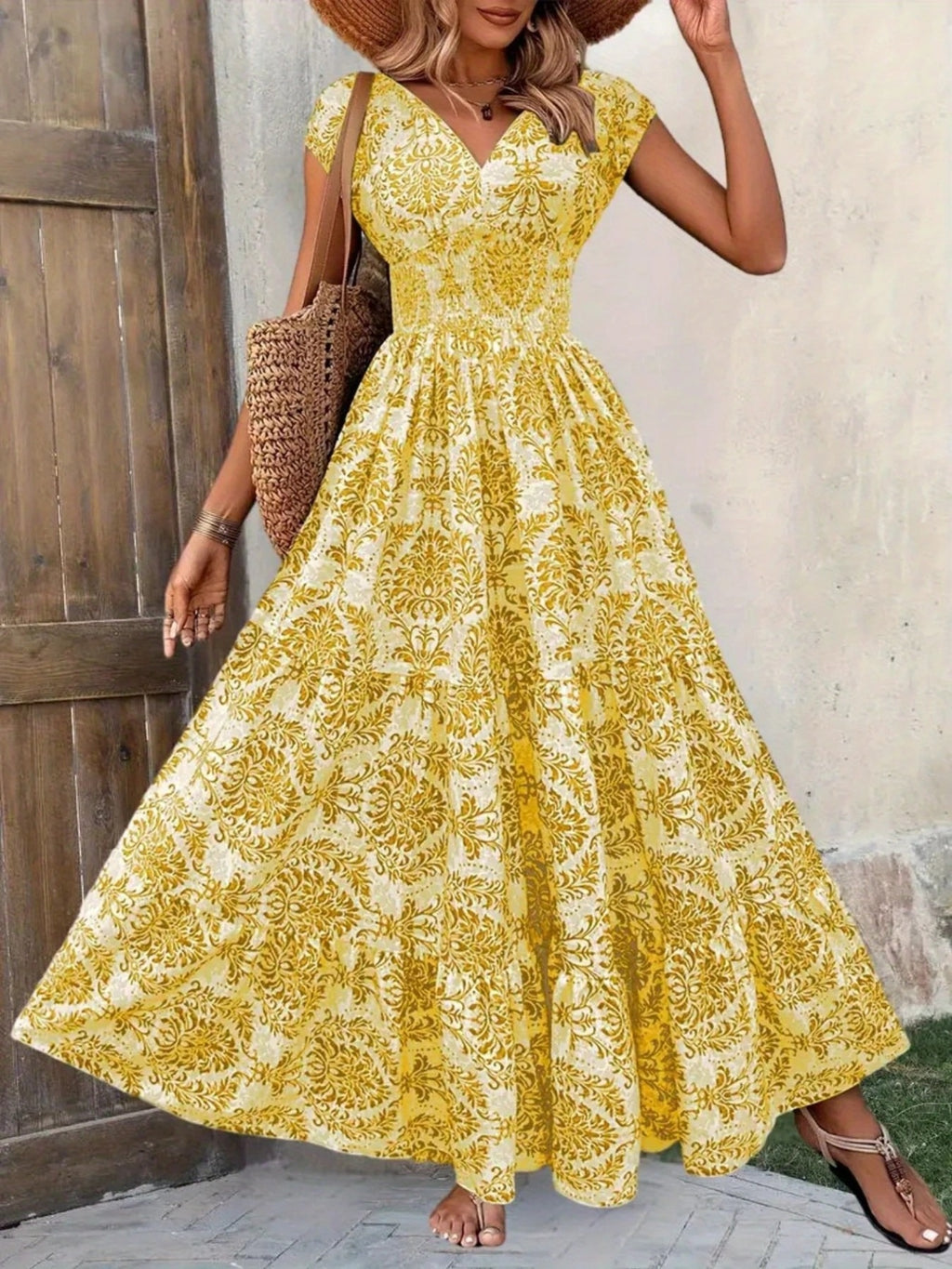 Printed Cap Sleeve Maxi Dress - product image 26