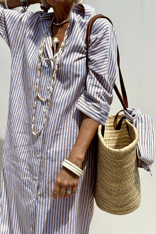 Tied Button Up Three-Quarter Sleeve Dress - product image 8