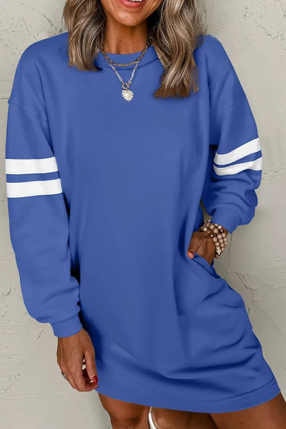Stripe Long Sleeve Casual Sweatshirt Dress view 6 - Shopiebay