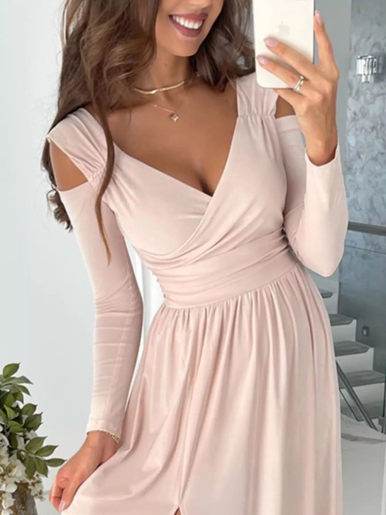Slit Surplice Cold Shoulder Maxi Dress Secondary image