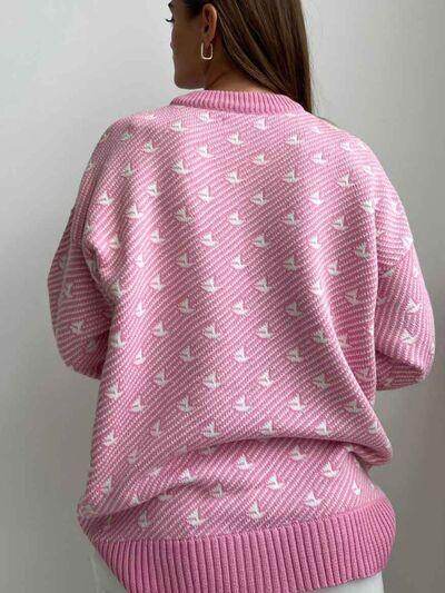 Contrast Round Neck Long Sleeve Sweater for Women Fashion Main image