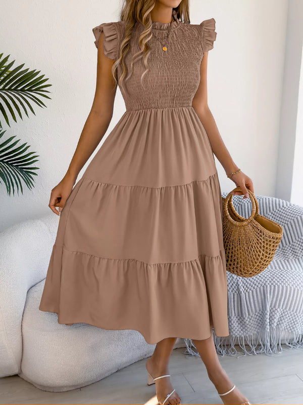 Women's Smocked Ruffle Midi Dress – Casual A-Line Cap Sleeve - product image 8
